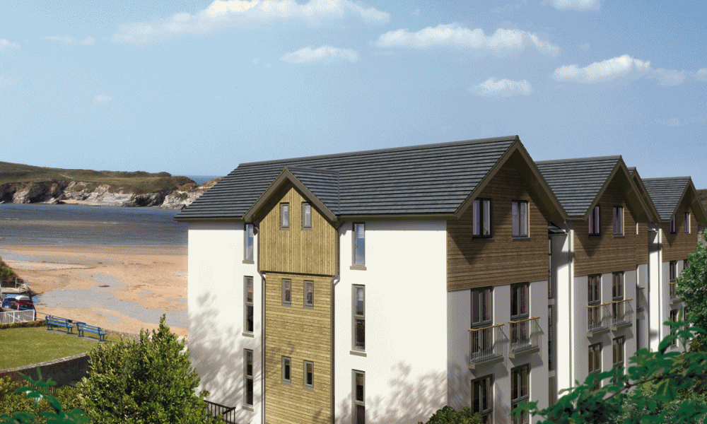 View from behind Porthsands Beachfront Apartments.